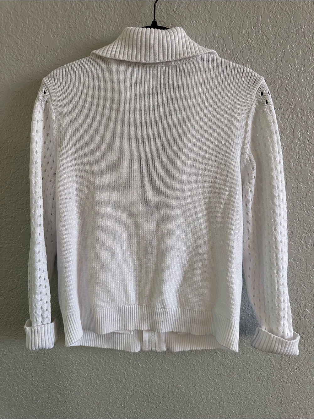 NWT T by Talbots Coolmax Travel Sweater White‎ Full Zip Jacket Petite Small - Picture 9 of 14